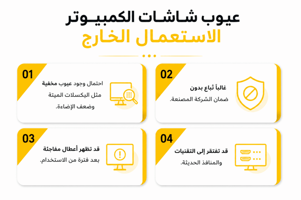 عيوب شاشات الكمبيوتر الاستعمال الخارج