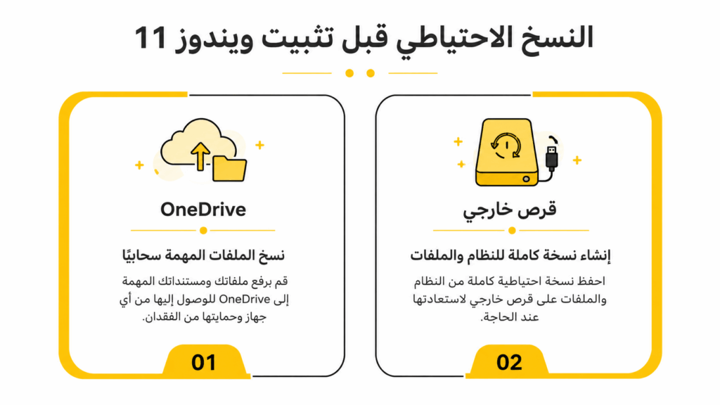 النسخ الاحتياطي قبل تثبيت ويندوز 11