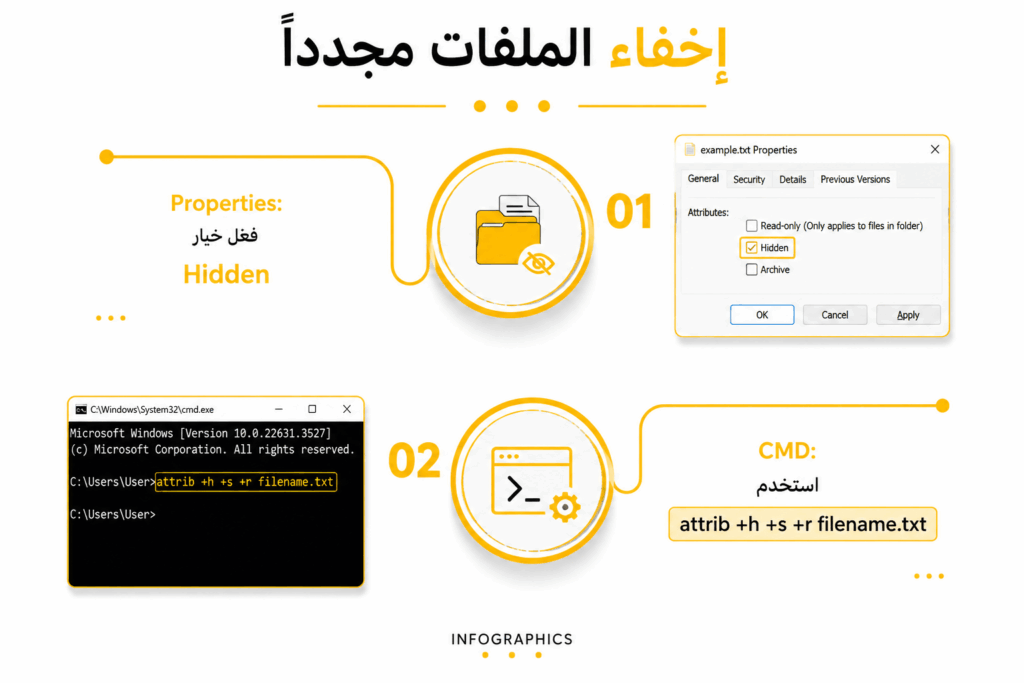 إخفاء الملفات مجددًا