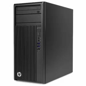 جهاز كمبيوتر مكتبي HP Z240 استيراد – تصميم تاور متوسط الحجم بلون أسود، مناسب للأعمال الهندسية والجرافيك، مزود بمداخل USB ومنافذ تهوية أمامية.