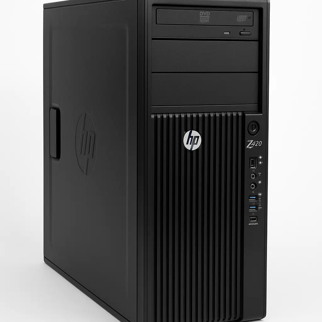 كمبيوتر مكتبي HP Z420 Workstation أسود – معالج Xeon E5، رام 16 جيجا، هارد SSD 256 جيجا، كارت NVIDIA Quadro